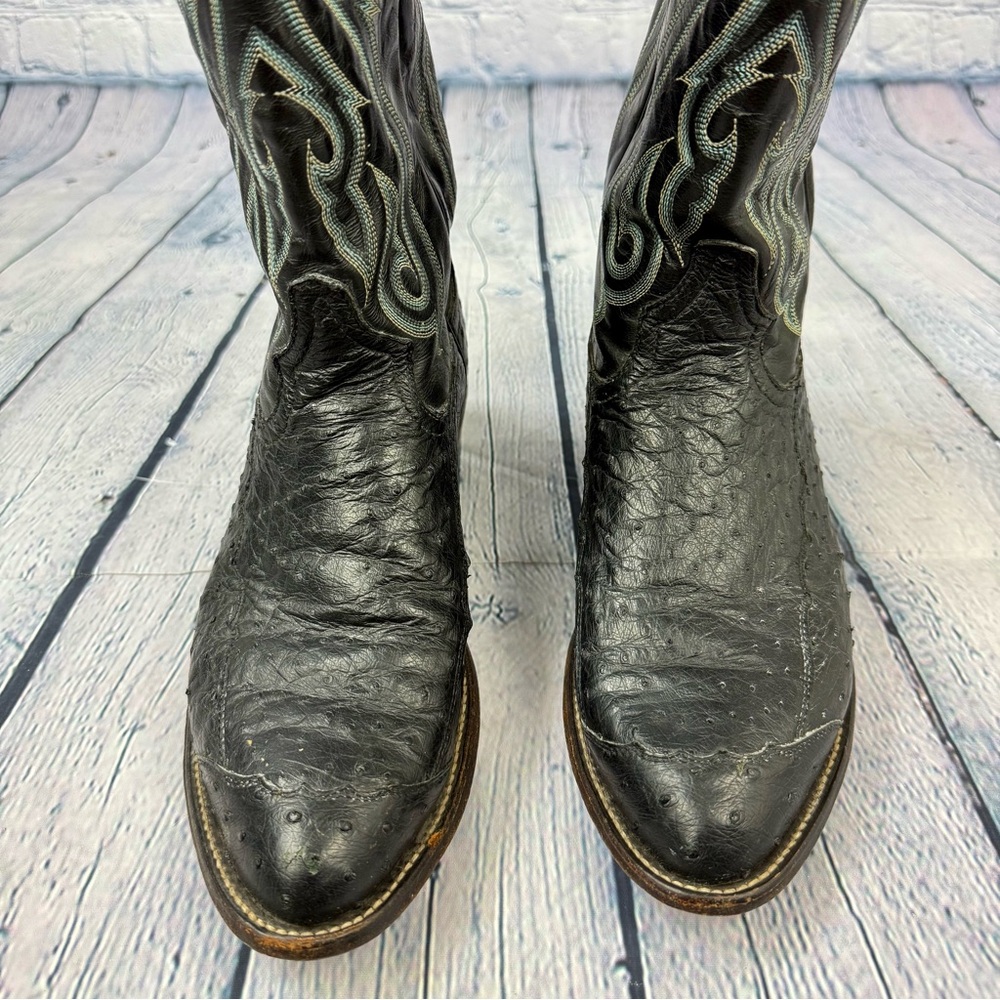 Vintage Exotic Tony Lama El Rey Genuine Ostrich Western Cowboy Boots Men’s 9 D - Picture 5 of 10